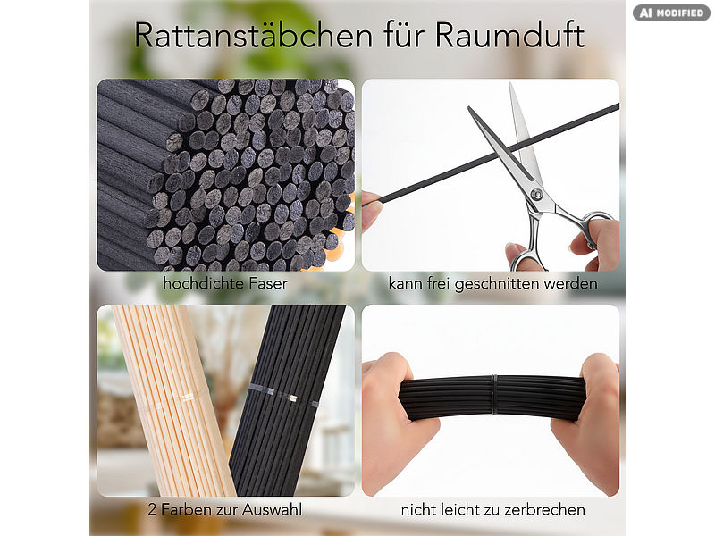 PEARL Raumduftstäbchen: 150 Rattanstäbchen für Raumduft, 24 cm, schwarz ( Raumduft Zubehörset)