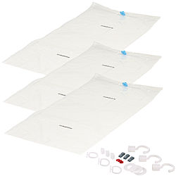 PEARL Vakuum Kleiderbeutel: 3er-Set Vakuum-Beutel zur Kompression per Staubsauger, 80 x 120 cm (Vakuumbeutel für Kleidung)