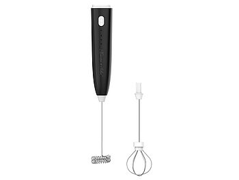 Rosenstein & Söhne Milchschäumer: 2in1-Akku-Milchaufschäumer, 800 mAh, 3 Geschwindigkeiten; 2 Aufsätze (Milchaufschäumer elektrisch)