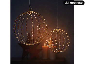 Lunartec Leuchtkugel Set: 4er-Set LED-Leuchtkugeln mit Ø 33 und 28 cm, 8 Modi, Timer, IP44 (Deko LED Kugeln)