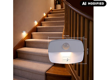 Lunartec Nachtlicht Batterie Wand: 8er-Set LED-Nachtlichter mit Bewegungssensor, Batteriebetrieb (LED Bewegungslicht mit Batterie)