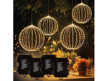 Lunartec Leuchtkugel Set: 4er-Set LED-Leuchtkugeln mit Ø 33 und 28 cm, 8 Modi, Timer, IP44 (Deko LED Kugeln)