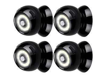 Luminea LED Strahler kabellos: 4er-Set Akku-COB-LED-Strahler, Bewegungssensor, 360°, 100 lm, schwarz (Akku LED-Lampe mit Bewegungsmelder)