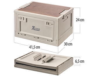 Xcase Stapelboxen mit Deckel: 2er-Set Aufbewahrungsboxen mit Rollen, mit Deckel & MDF-Ablage, je 30l (Aufbewahrung Boxen mit Deckel groß)
