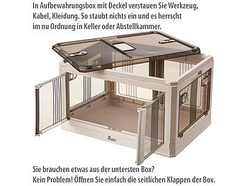 Xcase Kisten: Faltbare Aufbewahrungsbox mit Deckel & Türen, 85 Liter, weiß (Faltbare Box)