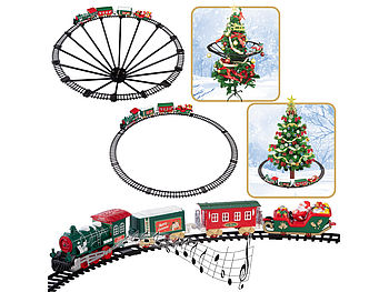 Playtastic Eisenbahn Weihnachtsbaum: Batteriebetriebener Zug für Weihnachtsbaum, mit Sound & Licht-Effekten (Eisenbahn Tannenbaum)