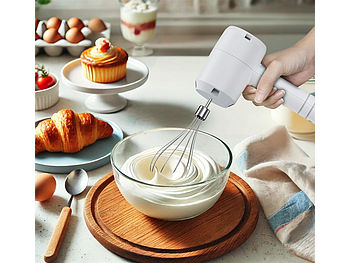Rosenstein & Söhne Handrührer: 3in1-Akku-Handmixer, Zerkleinerer und Schneebesen, USB, 20 Watt (Kaffeemühle)
