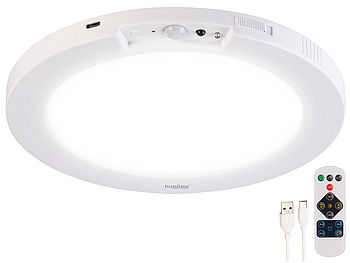 Luminea Akku Deckenleuchte: LED-Akku-Decken- und Wandleuchte, Bewegungssensor, Fernbedienung (Deckenlampe Akku)