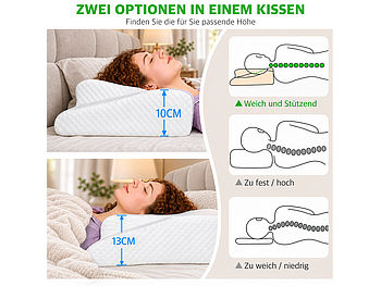 newgen medicals Schlaf-Kissen: 2er-Set Memory-Foam-Kopfkissen für Seiten-, Rücken- und Bauchschläfer (Schmetterling Kopfkissen)