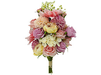 infactory Kunstblumen Rose: Knstlicher Blumenstrau mit Stiel fr  DIY-Blumenarrangements (Kunstblumen Gesteck)