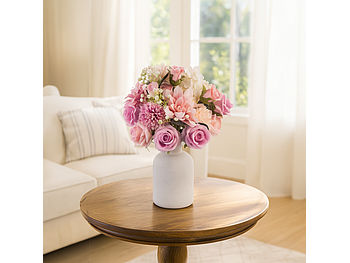 infactory Kunstblumen: Künstlicher Blumenstrauß mit Stiel für DIY-Blumenarrangements (Kunstblumen Rose)