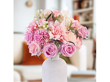 infactory Kunstblumen: Künstlicher Blumenstrauß mit Stiel für DIY-Blumenarrangements (Kunstblumen Rose)