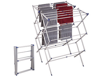 PEARL Metall Wäscheständer: 2er-Set Ausziehbarer Teleskop-Scheren- Wäscheständer, klappbar, 8 m (Platzsparender Wäscheständer)