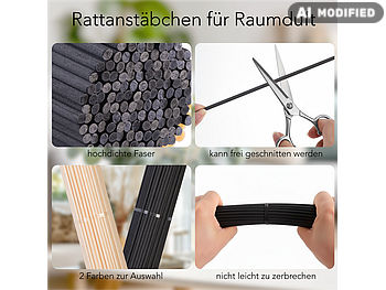 PEARL Raumduftstäbchen: 150 Rattanstäbchen für Raumduft, 24 cm, schwarz (Raumduft Zubehörset)