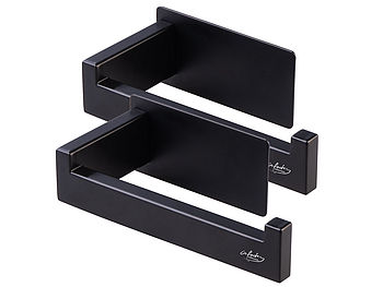 infactory WC-Papierspender: 2er-Set Toilettenpapierhalter, ohne Bohren, selbstklebend, schwarz (WC Rollenhalter Edelstahl)