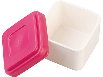 Rosenstein & Söhne Lunchbox mit Soßenbox: Brotdose mit 5 Fächern, kleine Soßenbox, 1300 ml, Gabel & Löffel, pink (Brotdose mit Verschlusslaschen)