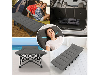 Semptec Feldbett für Gäste: 2er-Set klappbare Camping- & Feldbetten, bis 200kg, Indoor & Outdoor (Feldbett Schwerlast)