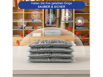 PEARL Vakuumtüte: 30er-Set Vakuumbeutel für Kleidung + Mini-4in1-Akku-Luftpumpe (Vacuum Bag)