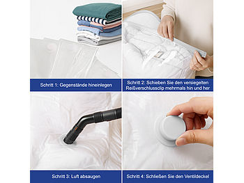 PEARL Vakuumbeutel Klamotten: 60er-Set Vakuumbeutel für Kleidung, wiederverw. 60 Beutel, 5 Größen (Vakuumbeutel für Textilien)