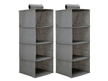 infactory Organizer Kleiderschrank: 2er-Set Hängeorganizer für Kleiderschrank mit 4 Fächern (Hänge-Organizer)