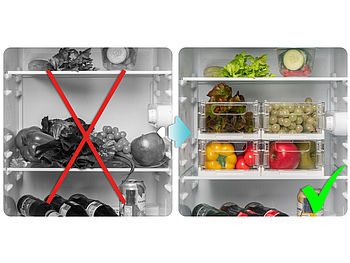 Rosenstein & Söhne Kühlschrank Boxen: 16er-Set faltbare Kühlschrank- Organizer, transparent, 22,5 x 15 x 9 cm (Küchenbehälter)