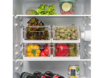 Rosenstein & Söhne Kühlschrank Boxen: 16er-Set faltbare Kühlschrank-Organizer, transparent, 22,5 x 15 x 9 cm (Küchenbehälter)