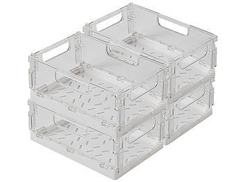 Rosenstein & Söhne Gemüsefach Organizer: 8er-Set faltbare Kühlschrank-Organizer, transparent, 22,5 x 15 x 9 cm (Kühlschrank Gemüsefach Organizer)