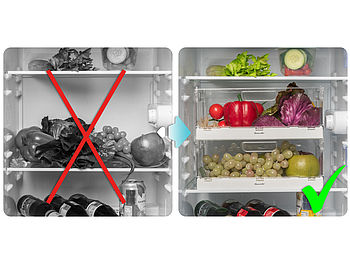 Rosenstein & Söhne Kühlschrank Körbe: 4er-Set faltbare Kühlschrank-Organizer, transparent, 31 x 20,5 x 13 cm (Lebensmittelaufbewahrungsbehälter)