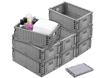 Rosenstein & Söhne Aufbewahrungsbox: 8er-Set Kunststoff-Aufbewahrungskisten, stapelbar, 21 x 14 x 8 cm (Faltboxen)