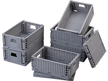 Rosenstein & Söhne Aufbewahrungsbox: 8er-Set Kunststoff-Aufbewahrungskisten, stapelbar, 21 x 14 x 8 cm (Faltboxen)