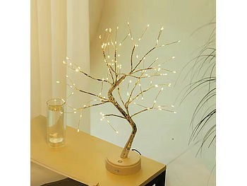 Lunartec LED Lichterbaum innen: 4er-Set LED-Lichterbäume mit 108 LEDs, USB- und Batteriebetrieb, 53 cm (Goldfarbener LED-Baum)