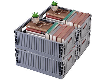 Rosenstein & Söhne Aufbewahrung Boxen: 4er-Set Kunststoff-Aufbewahrungskisten, stapelbar, 43 x 29,5 x 16 cm (Faltbare Kiste )