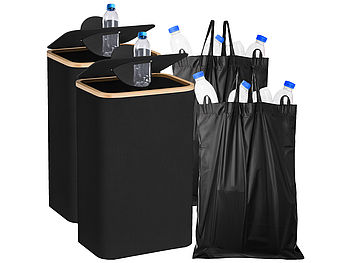 infactory Pfandflaschen Sammler: 2er-Set Pfandflaschensammelbehälter mit integrierter Tragetasche,100 L (Pfandflaschen Sammelbehälter)