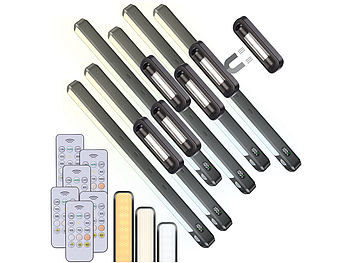 Lunartec LED-Lichtleiste Küche: 6er-Set LED-Akku-Unterbau-/Bilderleuchte, PIR, Fernbedienung, schwarz (Unterbauleuchte LED Akku Küche)