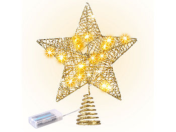 Luminea Baumspitze: Weihnachtsbaumspitze Stern mit 20 LEDs, Ø 25 cm, golden, Glitzereffekt (Weihnachtsbaumsterne)