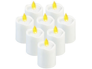 PEARL Grab LED-Kerze: 8er-Set flackernde Grablicht-LED-Kerzen mit Dämmerungssensor, weiß (Friedhofskerzen LED)