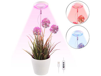 Lunartec Pflanzenlampe mit Timer: 4er-Set Höhenverstellbare Vollspektrum-LED-Pflanzenlampe mit 48 LEDs (Pflanzenlampe für Keimung)