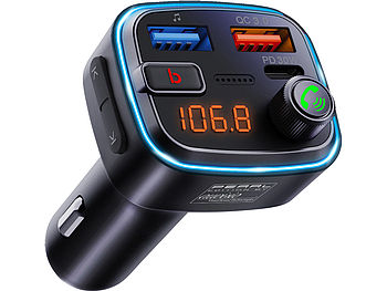 Trasmettitore FM Bluetooth Auto Con Vivavoce E Caricatore USB C Rapido - Adattatore Accendisigari Per Musica E Chiamate In Auto