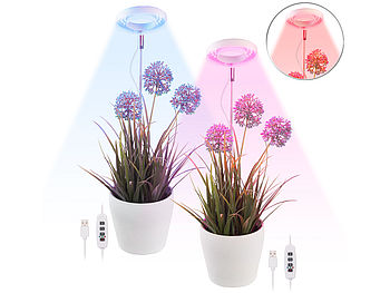 Lunartec LED Pflanzenlampe Grow: 2er-Set Höhenverstellbare Vollspektrum-LED- Pflanzenlampe mit 48 LEDs (Pflanzenlampe für Wachstum)