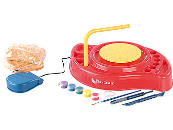Playtastic Töpferset für Zuhause: Meine erste Töpferscheibe: Komplettset mit Ton & Farben (Töpferset für Anfänger)
