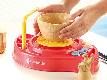 Playtastic Töpferset für Zuhause: Meine erste Töpferscheibe: Komplettset mit Ton & Farben (Töpferset für Anfänger)