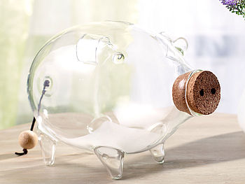 Carlo Milano Sparschwein groß: Deko XL Sparschwein aus glas, 21 cm ( Sparschwein Glas groß)