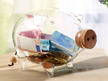 Carlo Milano Sparschwein groß: Deko XL Sparschwein aus glas, 21 cm (Sparschwein Glas groß)