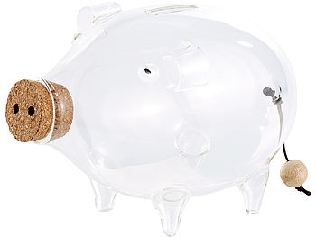 Carlo Milano Sparschwein groß: Deko XL Sparschwein aus glas, 21 cm (Sparschwein Glas groß)