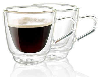 Cucina di Modena Thermo Gläser: Doppelwandige Espresso-Tassen aus Glas, 2er-Set (Espressotassen)