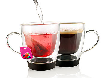 Cucina di Modena Doppelwandige Gläser: Doppelwandige Tasse für Kaffee, Tee und Co., 2er-Set (Doppelwandige Kaffeetassen)