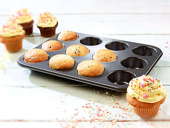 Rosenstein & Söhne Muffinblech: Antihaftbeschichtetes Backblech für 12 Muffins mit 7 cm Durchmesser (Muffinform)