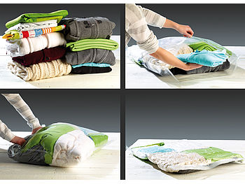 PEARL Vakuumbeutel Kleidung: 10er-Set Vakuum-Beutel, zum Einrollen, 70 x 100 cm (Vakuumbeutel ohne Staubsauger)
