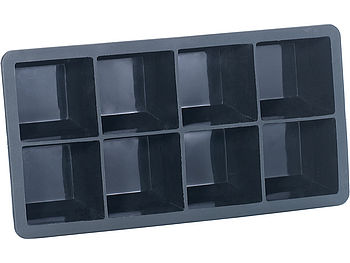 infactory Eiswürfelform groß: XXXL-Eiswürfelform für 8 Eiswürfel, 5x5x5cm, 3er-Set je 1 Liter (Eiswürfelbehälter groß)