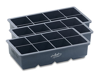 infactory Eiswürfelform groß: XXXL-Eiswürfelform für 8 Eiswürfel, 5x5x5cm, 3er-Set je 1 Liter (Eiswürfelbehälter groß)